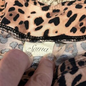 Soma Black and Tan Leopard Pajama Top